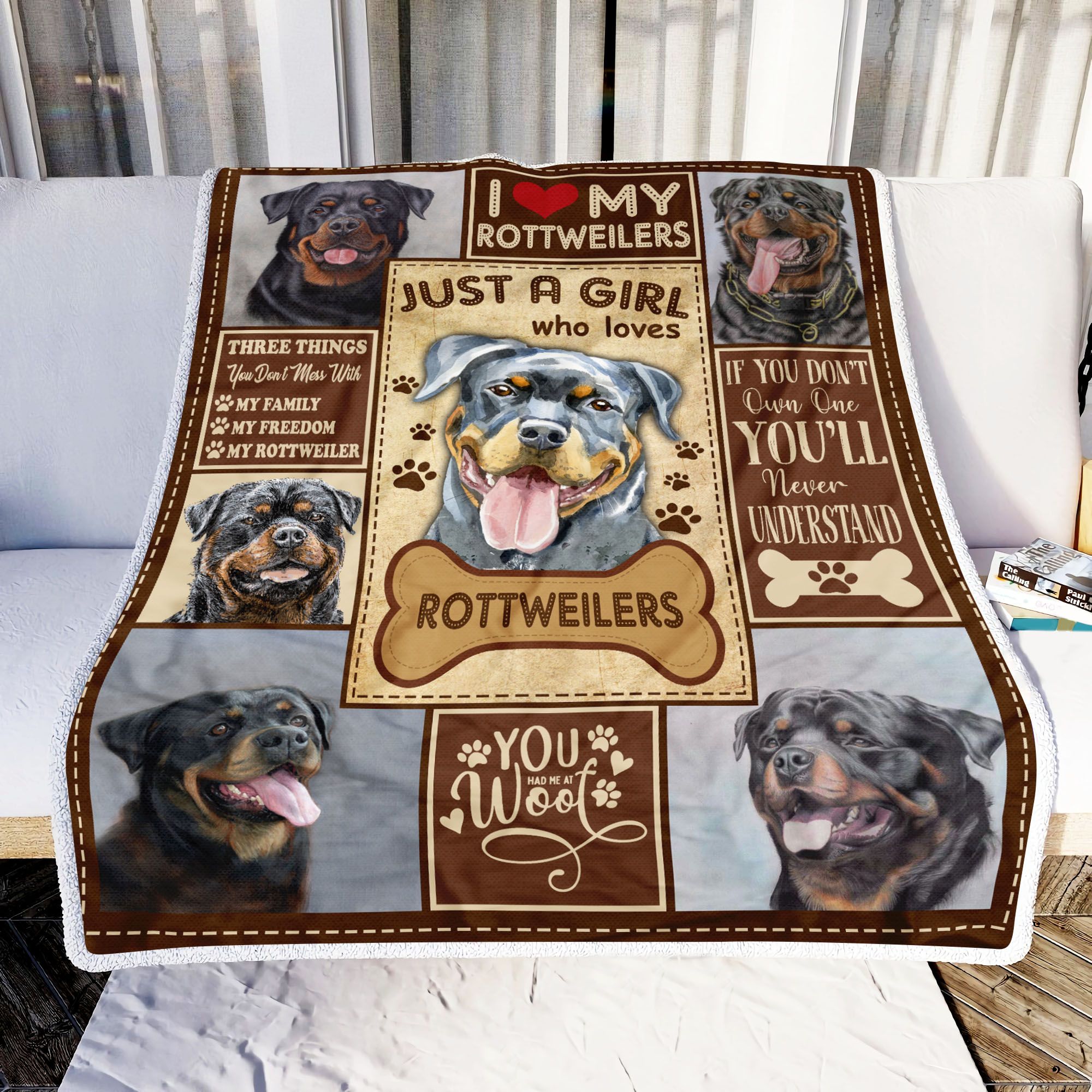 Just A Girl Who Loves Rottweilers Fleece Blanket