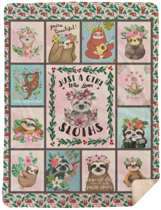 Just A Girl Who Loves Sloths Sherpa Fleece Blanket