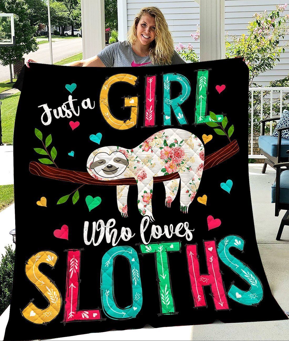 Just A Girl Who Loves Sloths Quilt Blanket
