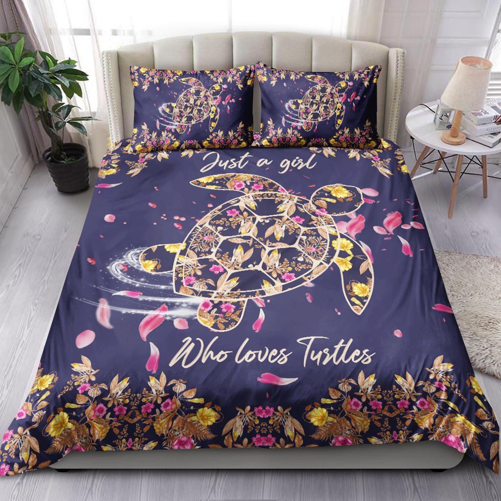 Just A Girl Who Loves Turtles And Flower Bedding Set