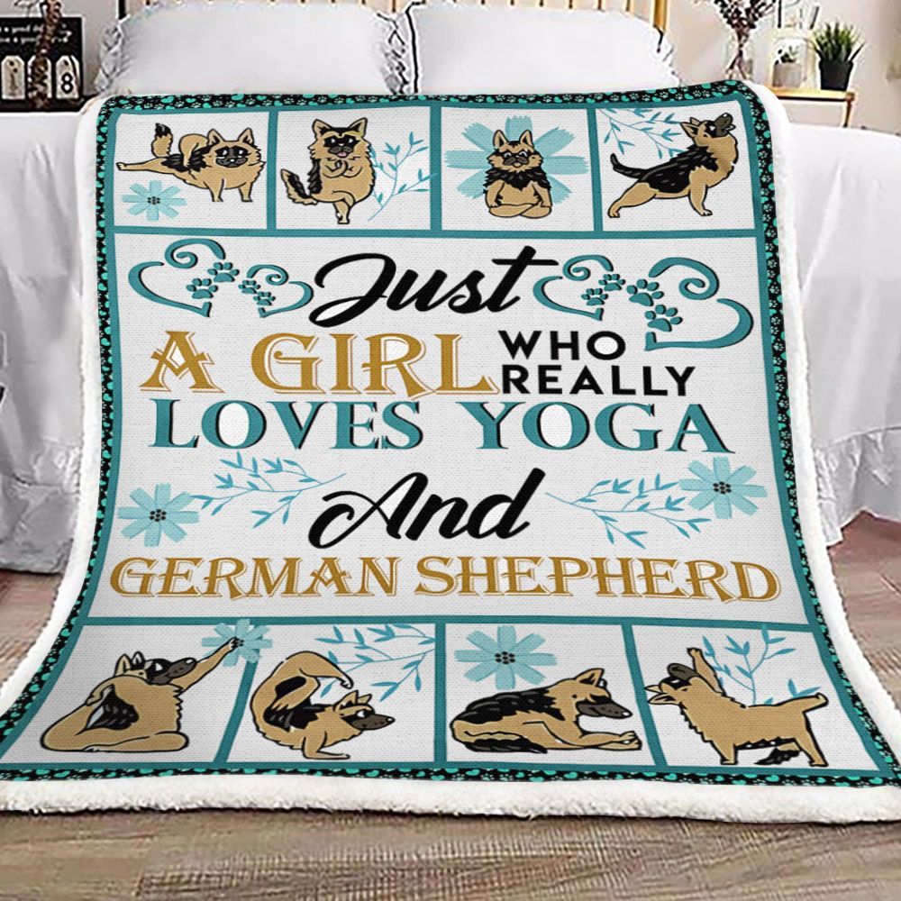 Just A Girl Who Loves Yoga And German Shepherd Sherpa Fleece Blanket
