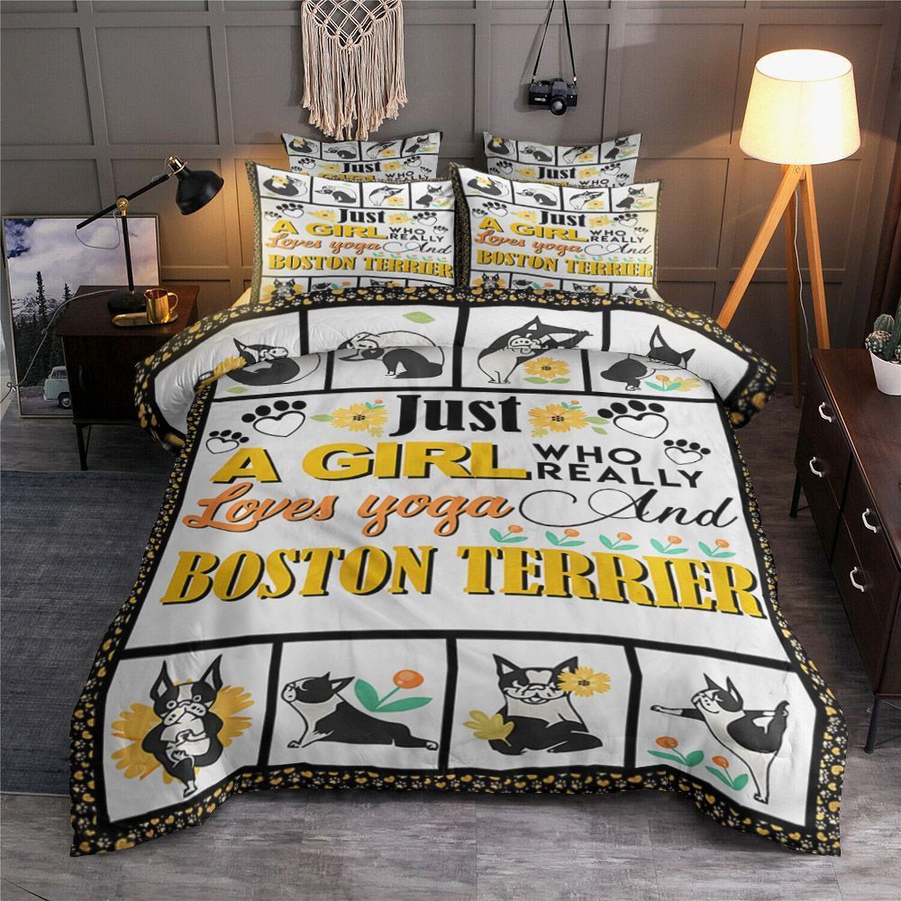 Just A Girl Who Loves Yoga N Boston Terrier Bedding Set