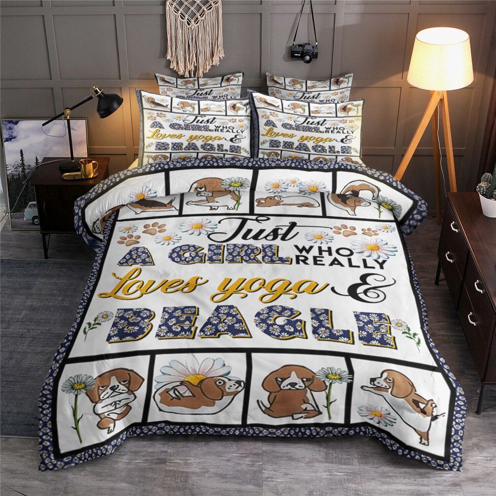 Just A Girl Who Really Loves Yoga And Beagle Bedding Set