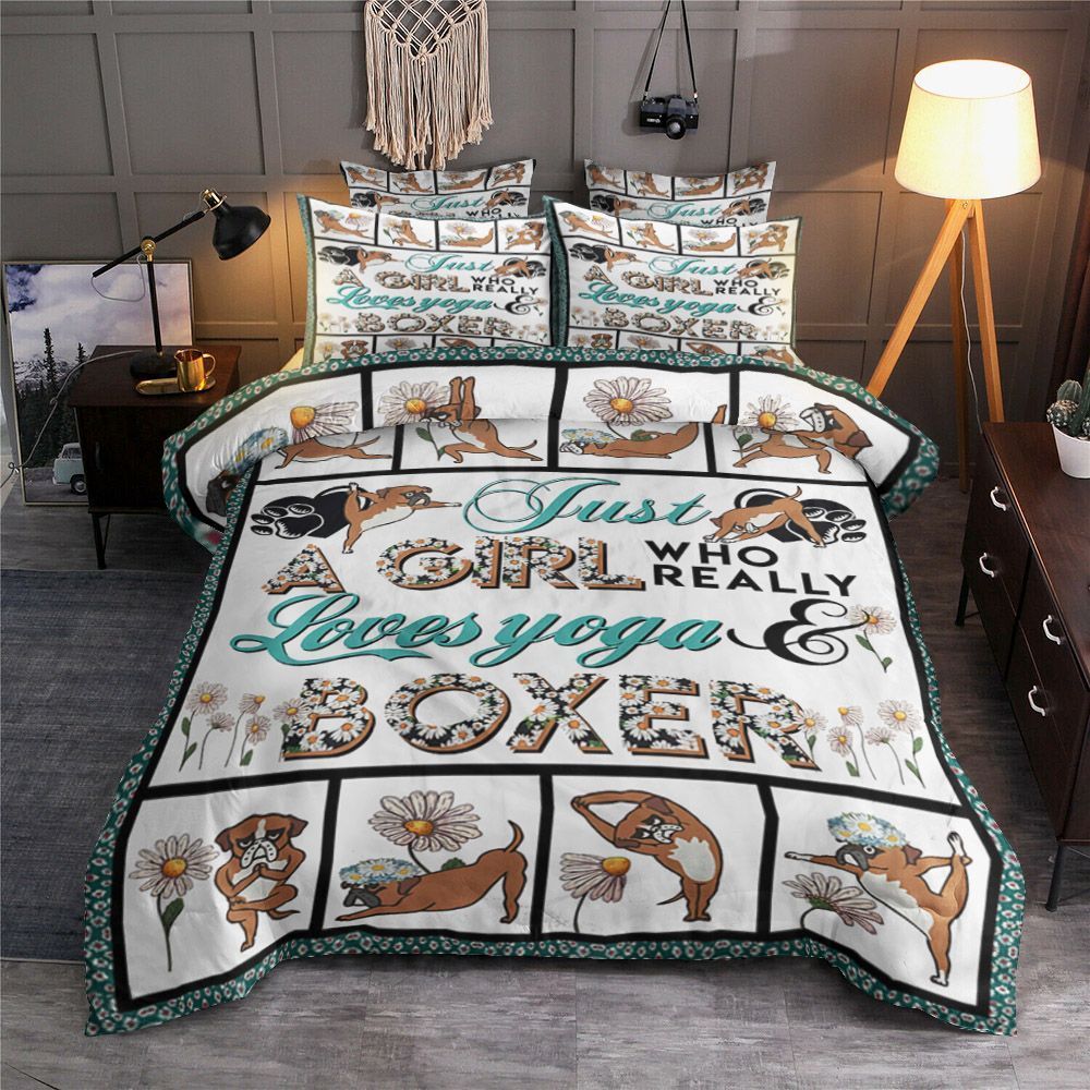 Just A Girl Who Really Loves Yoga And Boxer Bedding Set