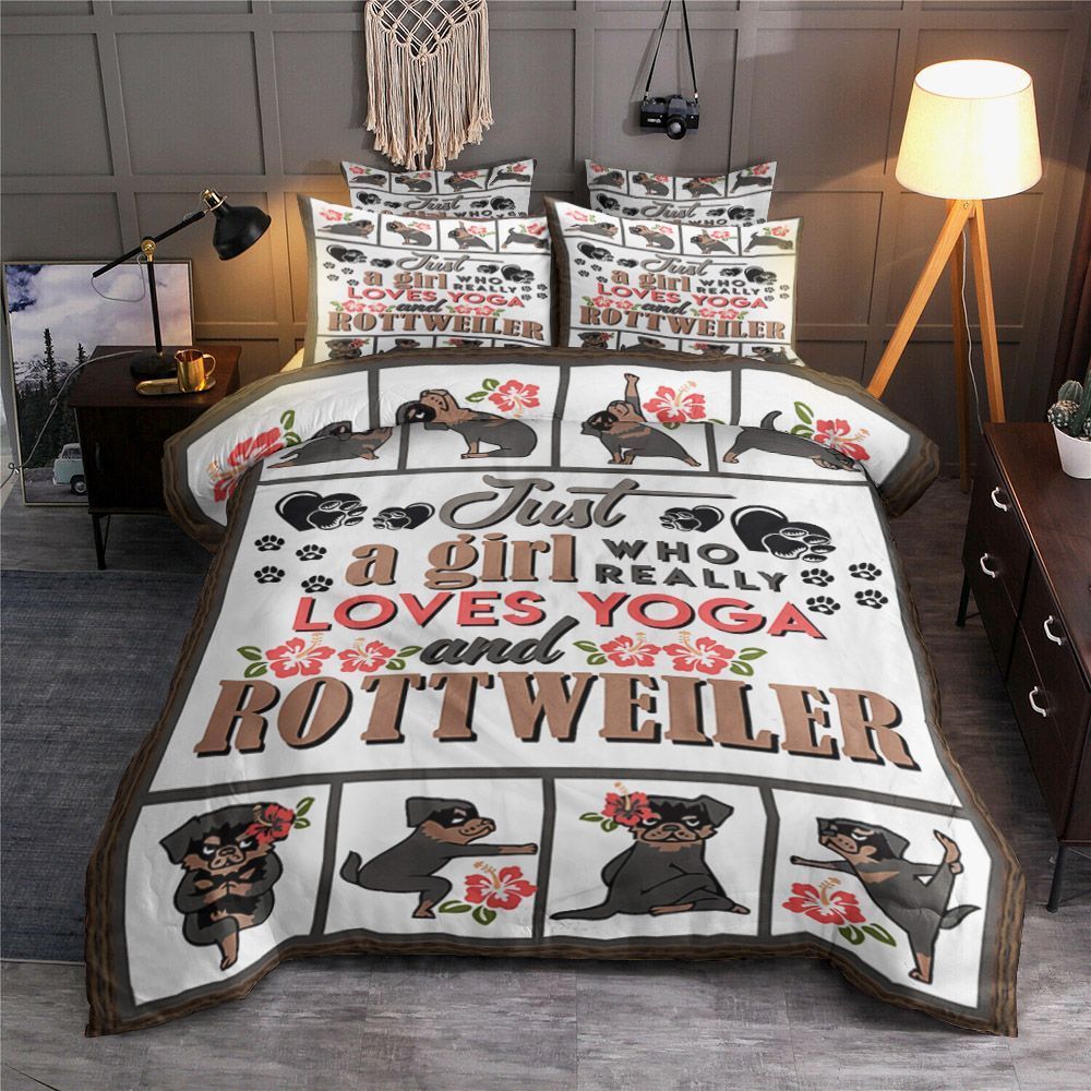 Just A Girl Who Really Loves Yoga And Rottweiler Bedding Set