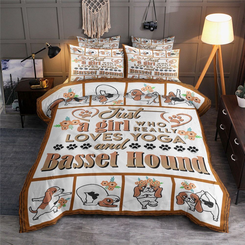 Just A Girl Who Really Loves Yoga N Basset Hound Bedding Set