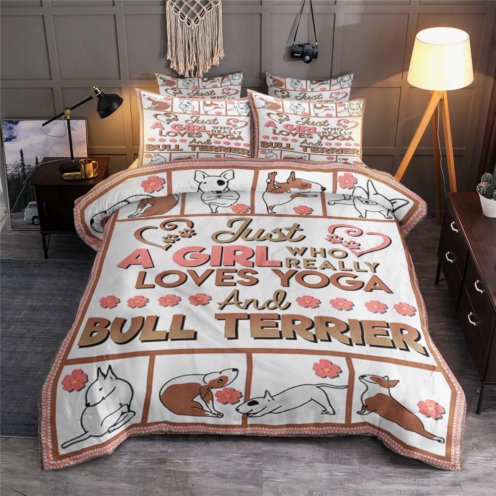 Just A Girl Who Really Loves Yoga N Bull Terrier Bedding Set