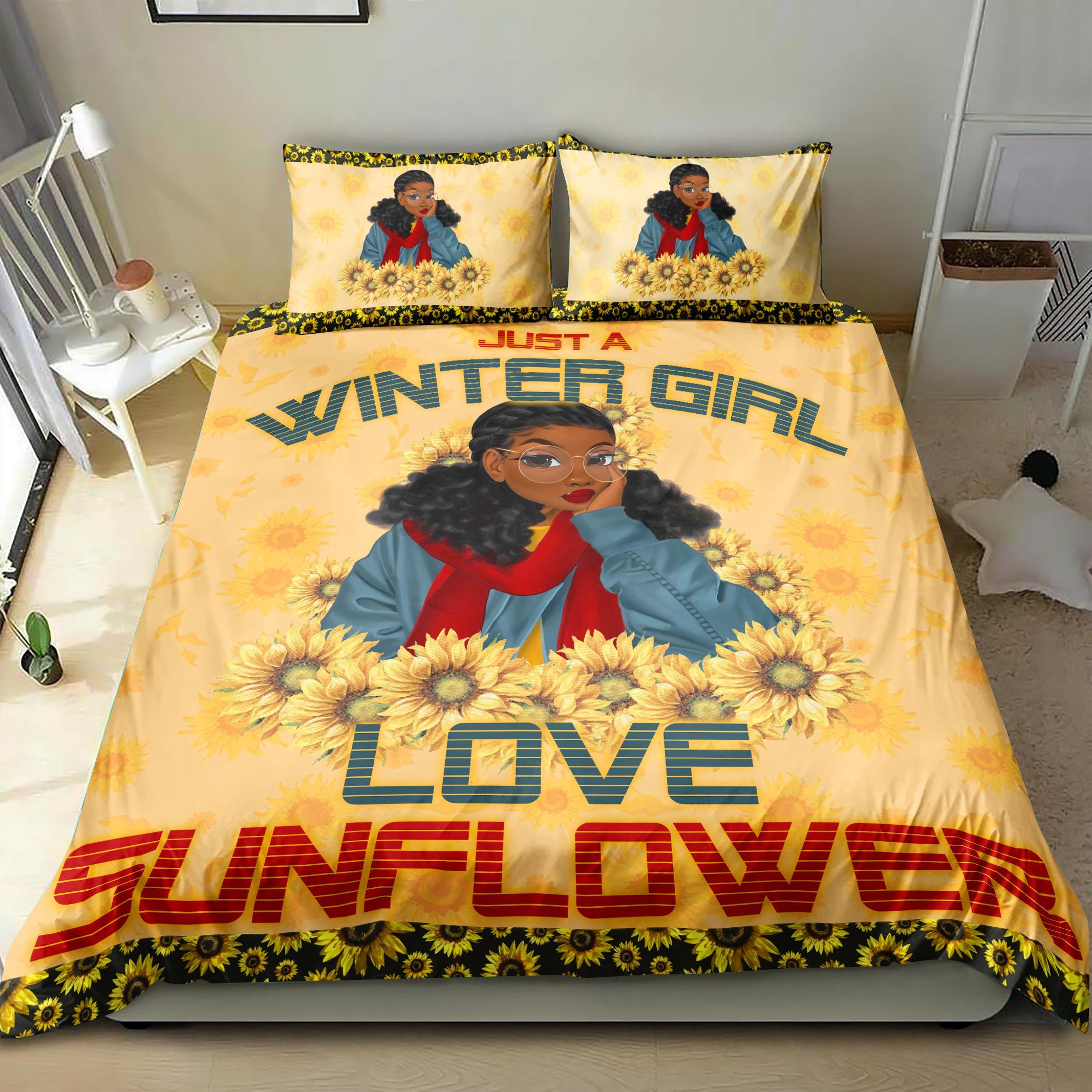 Just A Winter Girl Love Sunflower Bedding Set