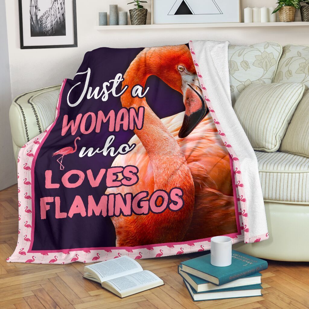 Just A Woman Who Loves Flamingo Sherpa Fleece Blanket