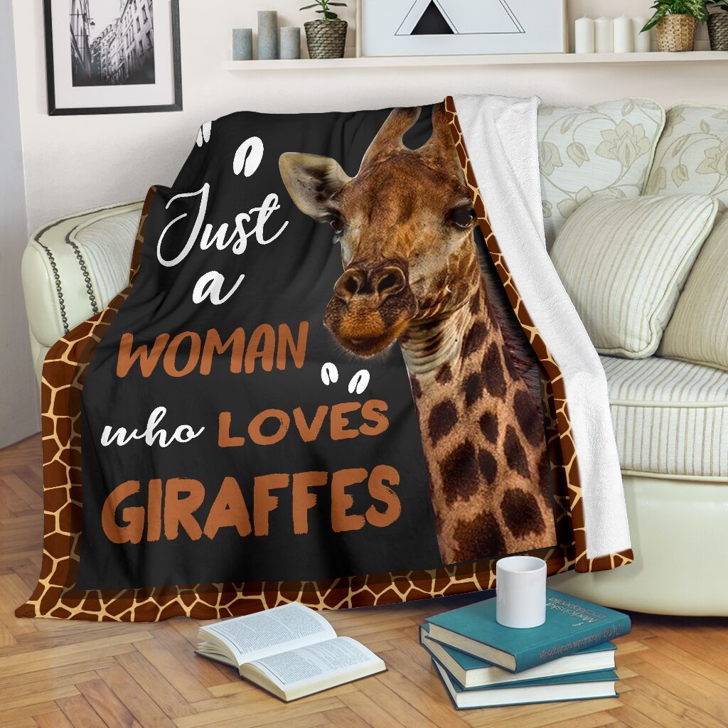 Just A Woman Who Loves Giraffe Sherpa Fleece Blanket