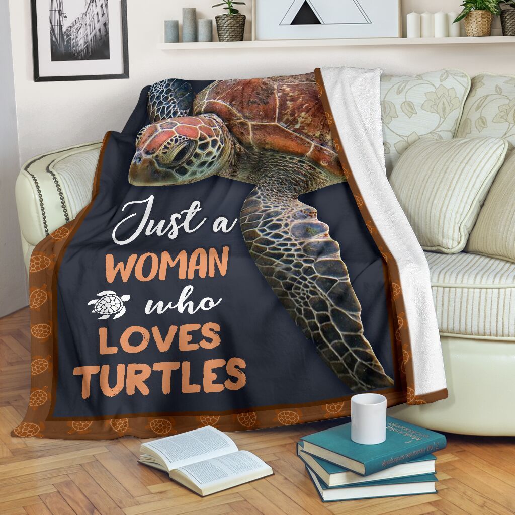 Just A Woman Who Loves Turtles Sherpa Fleece Blanket