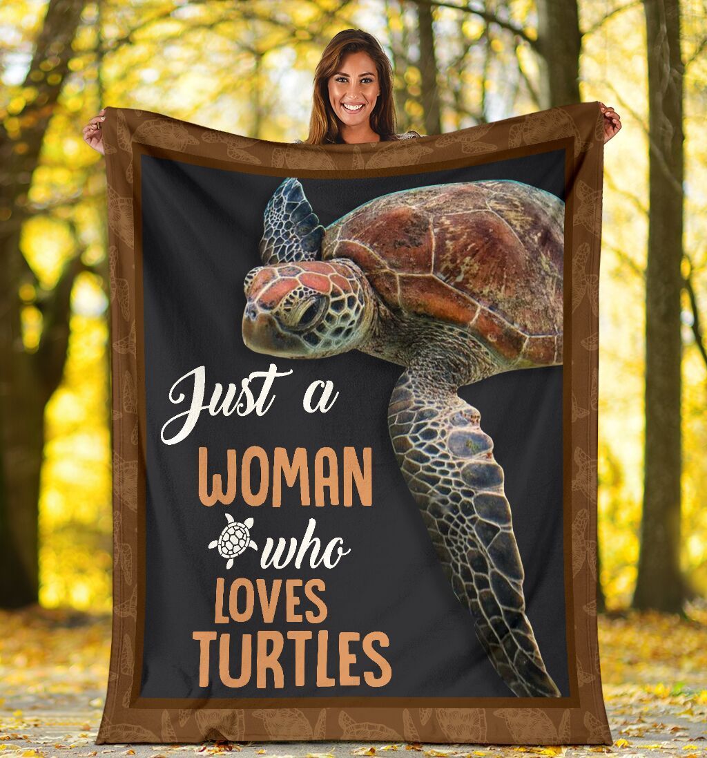 Just A Woman Who Loves Turtles Diving Ocean Present Sherpa Fleece Blanket