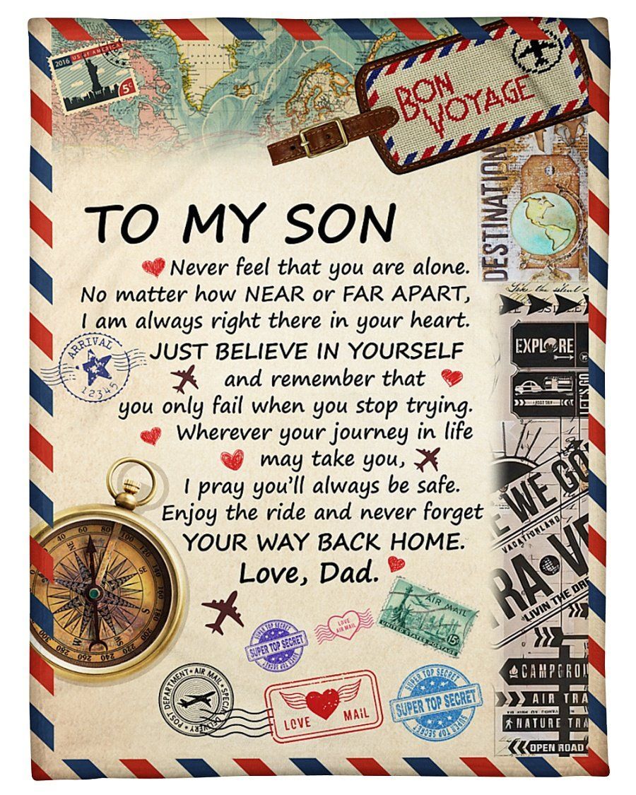 Just Believe In Yourself Dad To Son Fleece Blanket Fleece Blanket