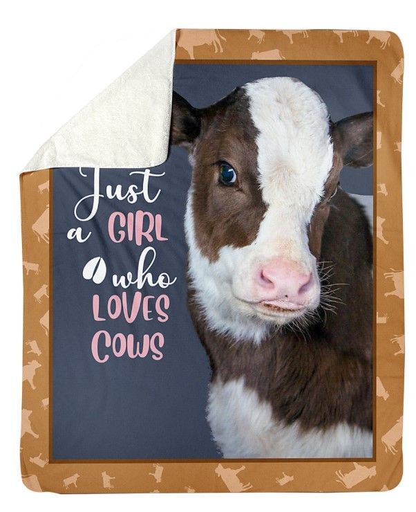 Just Girl Who Loves Cows Farm Sherpa Fleece Blanket
