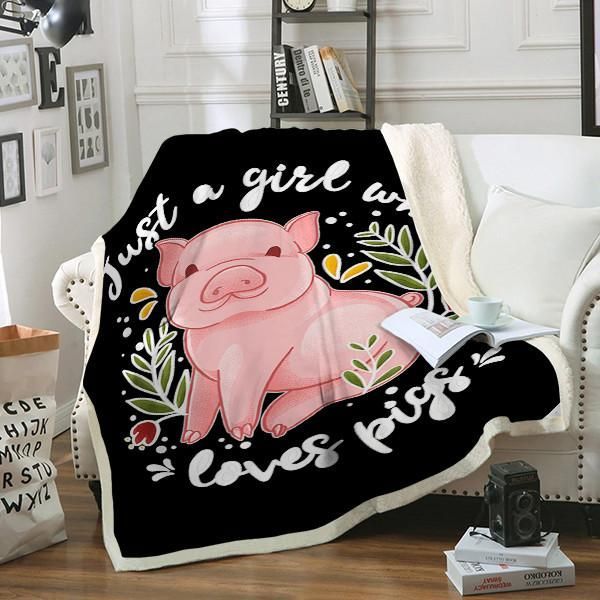 Just Girl Who Loves Pigs Sherpa Fleece Blanket