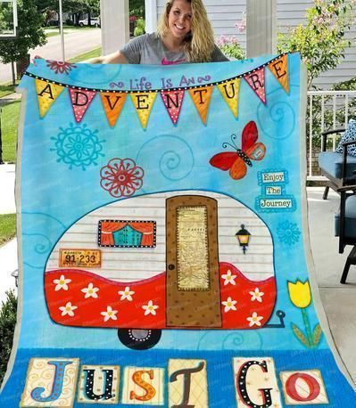 Just Go Camping Sherpa Fleece Blanket