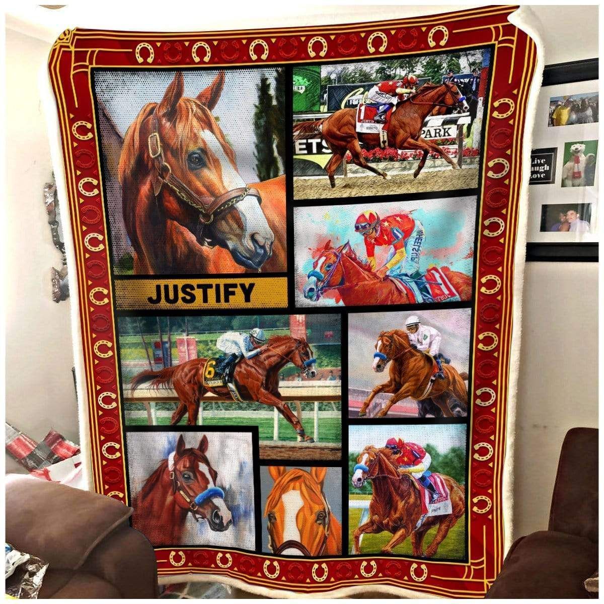Justify Horse Moment Fleece Blanket Gift For Men