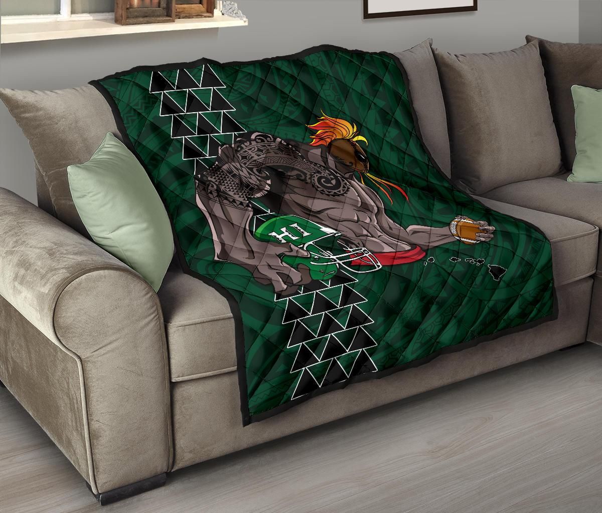 Kakau Blue Hawaii Warrior Football Premium Quilt J11 DHC221110134DD
