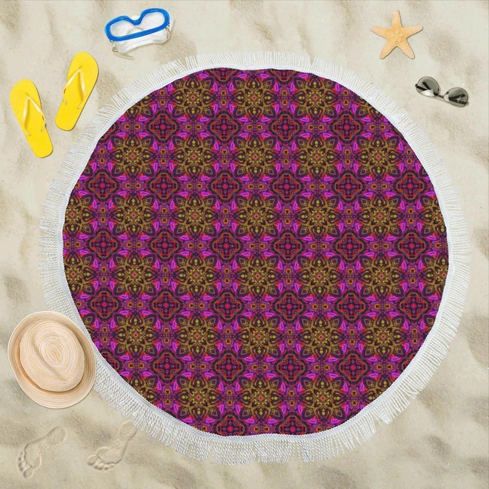 Kaleidoscope Abstract Design Printed Round Beach Towel