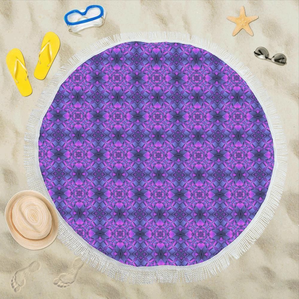 Kaleidoscope Pattern Print Design Round Beach Towel