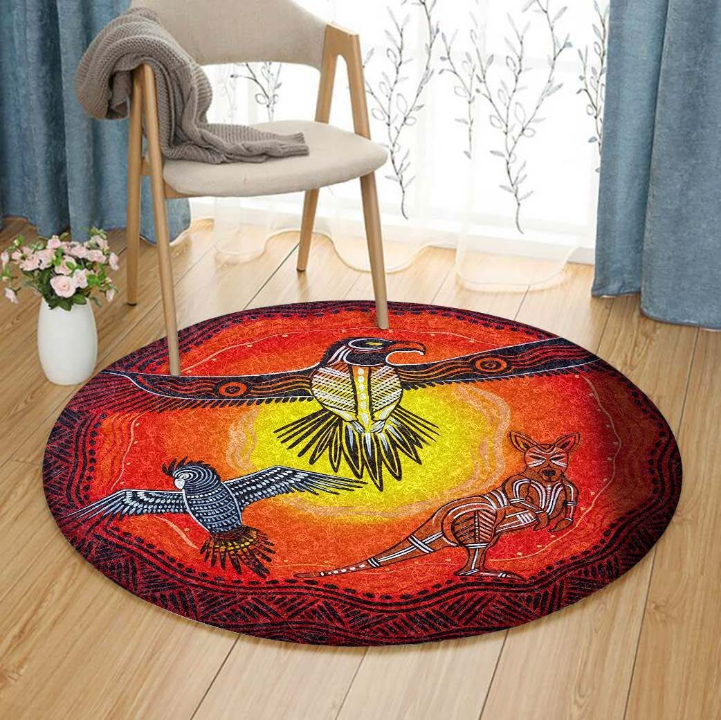 Kangaroo And Eagle Round Carpet