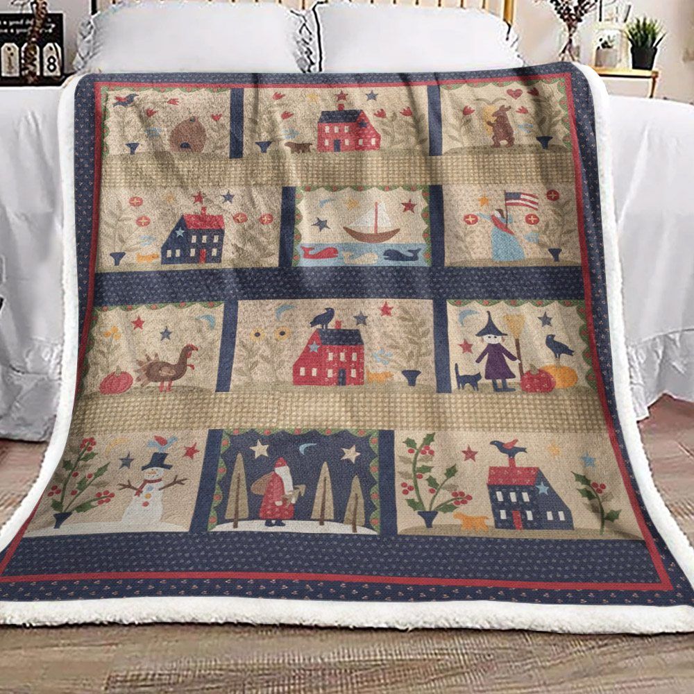 Kangaroo Boat Witch Crow Snowman Santa Claus Sherpa Fleece Blanket