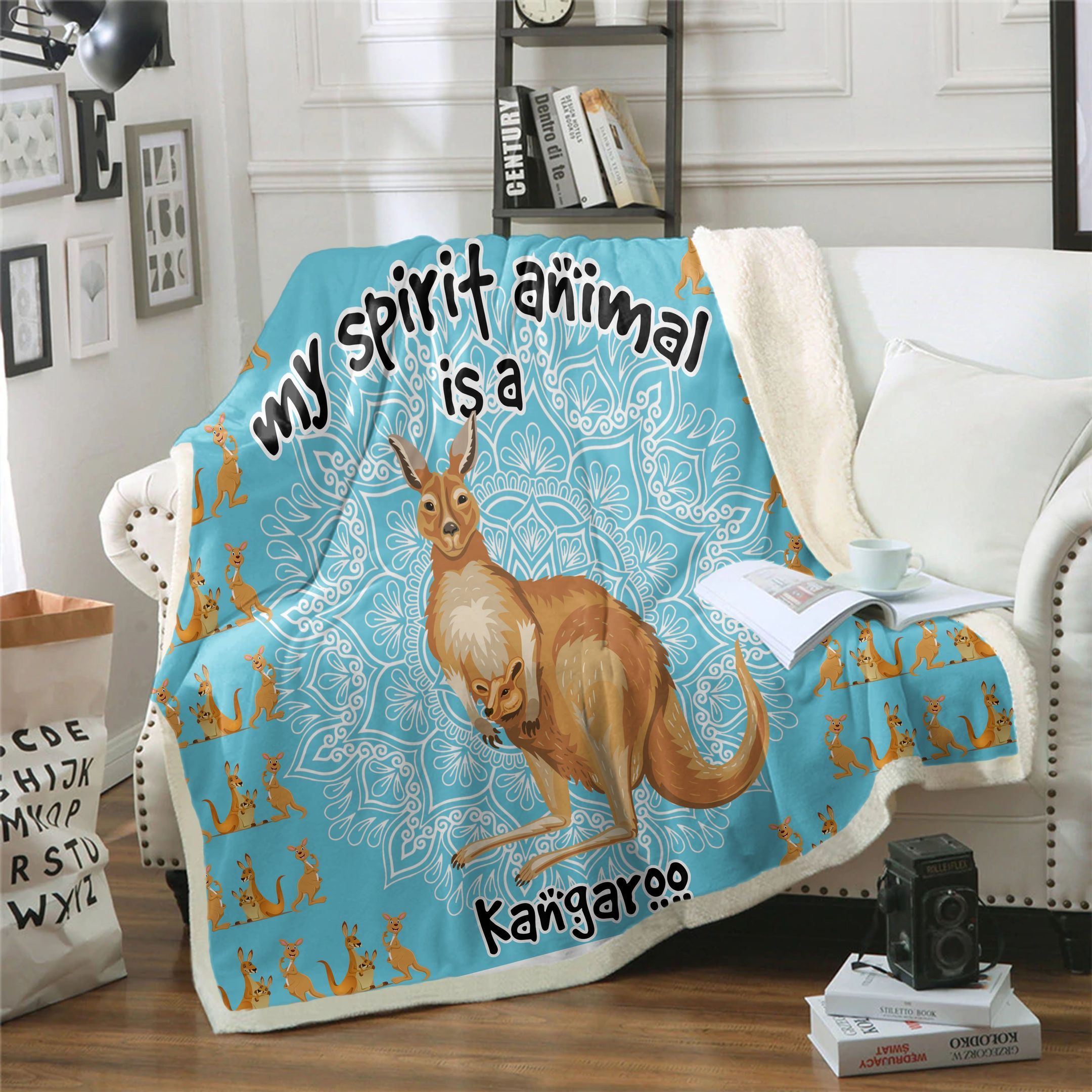 Kangaroo Is My Spirit Animal Sherpa Fleece Blanket