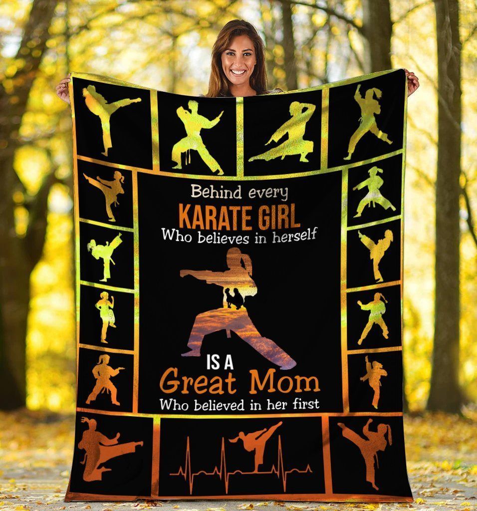 Karate Behind Every Karate Girl Mom And Daughter Fleece Blanket