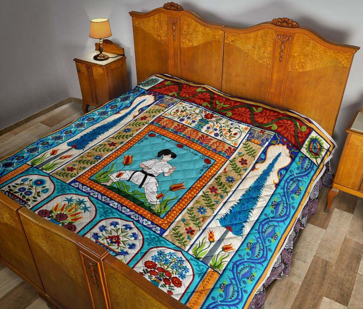 KARATE Decorator pattern with flowers Quilt DHC281111187DD