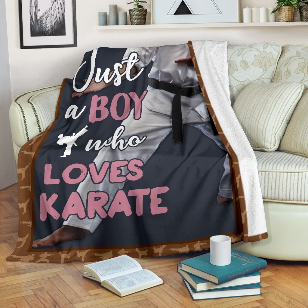 Karate Just Boy Who Loves Karate Sherpa Fleece Blanket