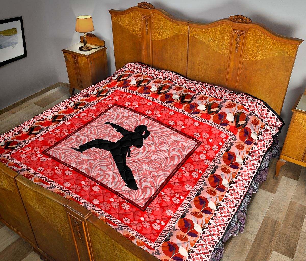 KARATE RED BLACK FLOWER QUILT DHC281110982DD
