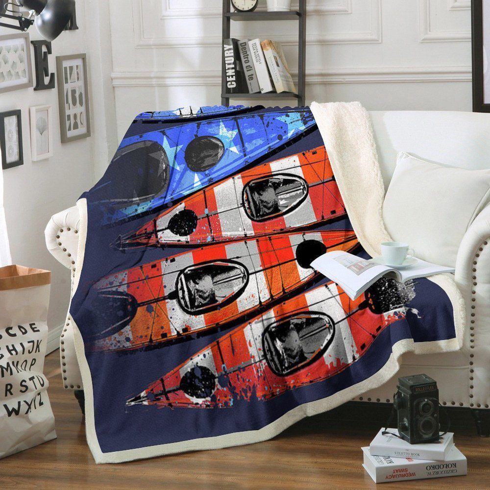 Kayak Flag Sherpa Fleece Blanket