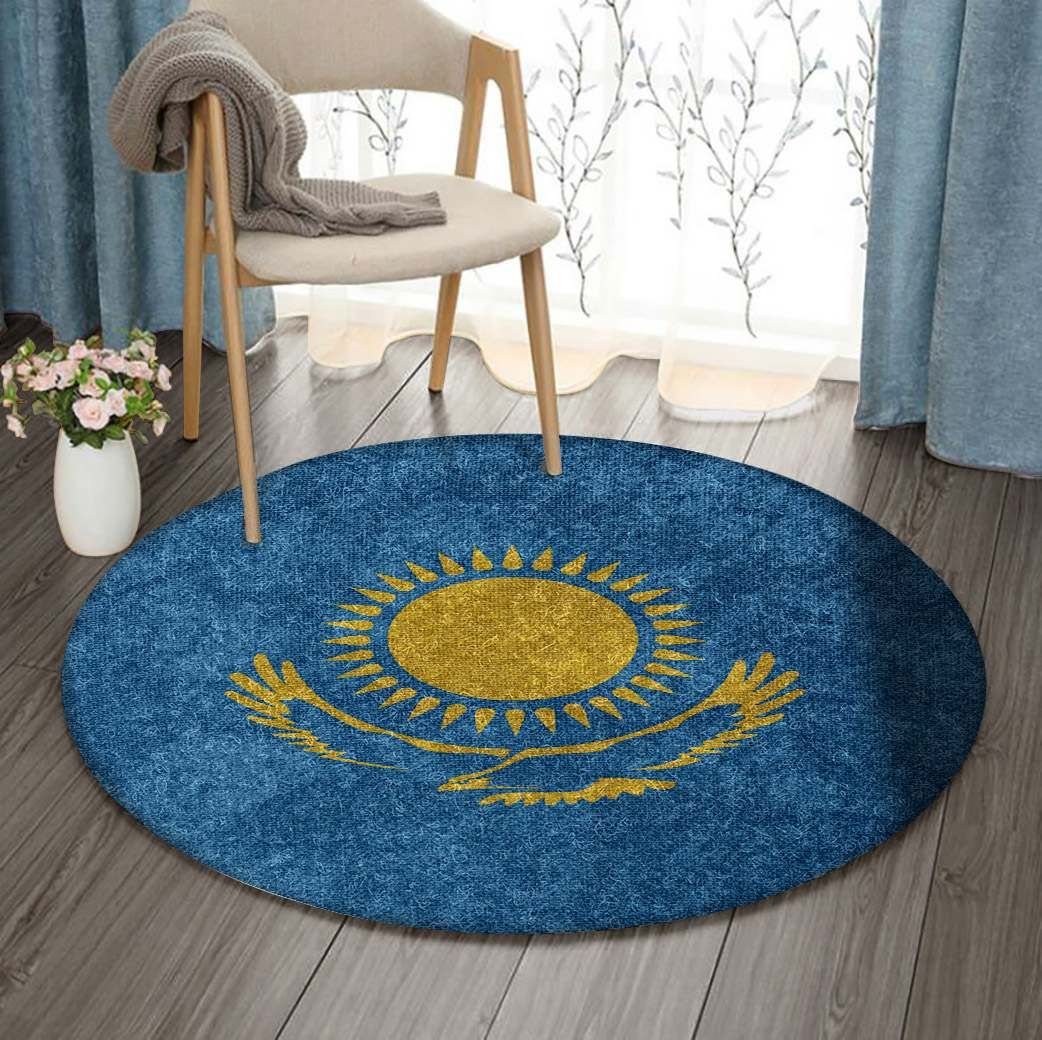 Kazakhstan Flag Round Carpet