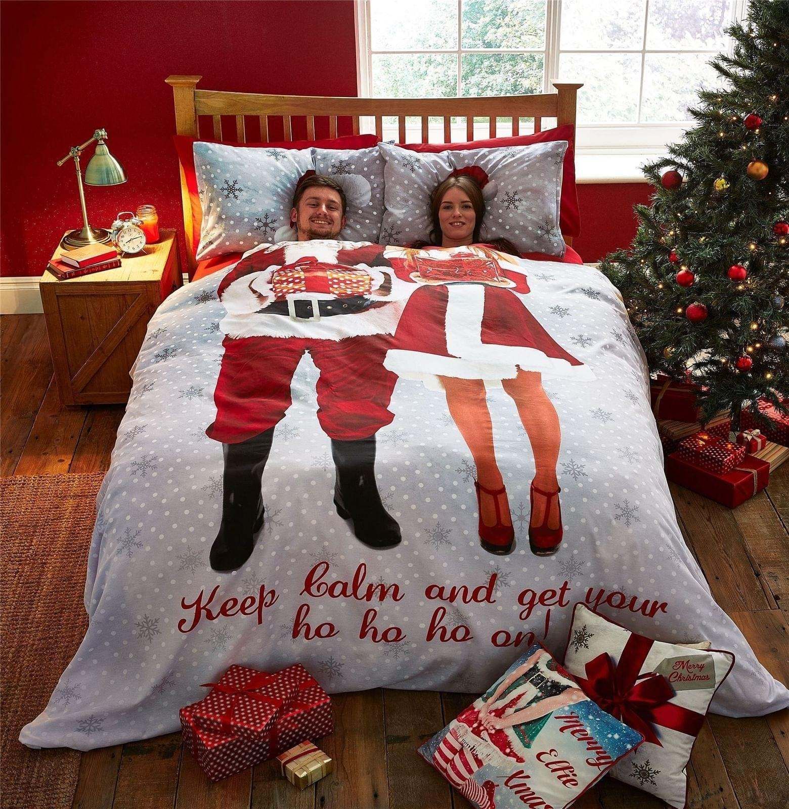 Keep Calm And Get Your Ho Ho  Funny Christmas Couple Bedding Set