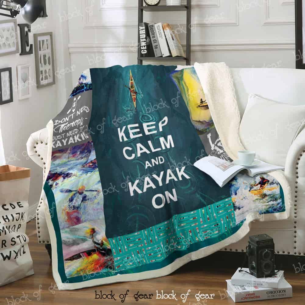 Keep Calm And Kayak On Fleece Blanket