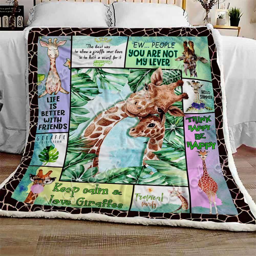 Keep Calm And Love Giraffes Fleece Blanket