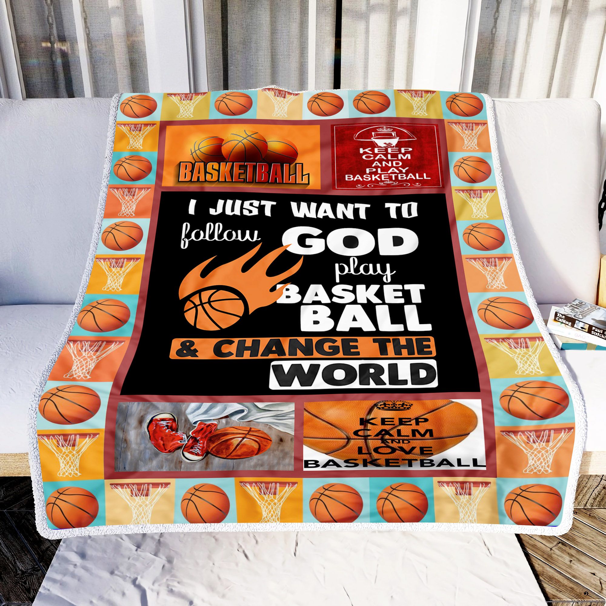 Keep Calm And Play Basketball Fleece Blanket
