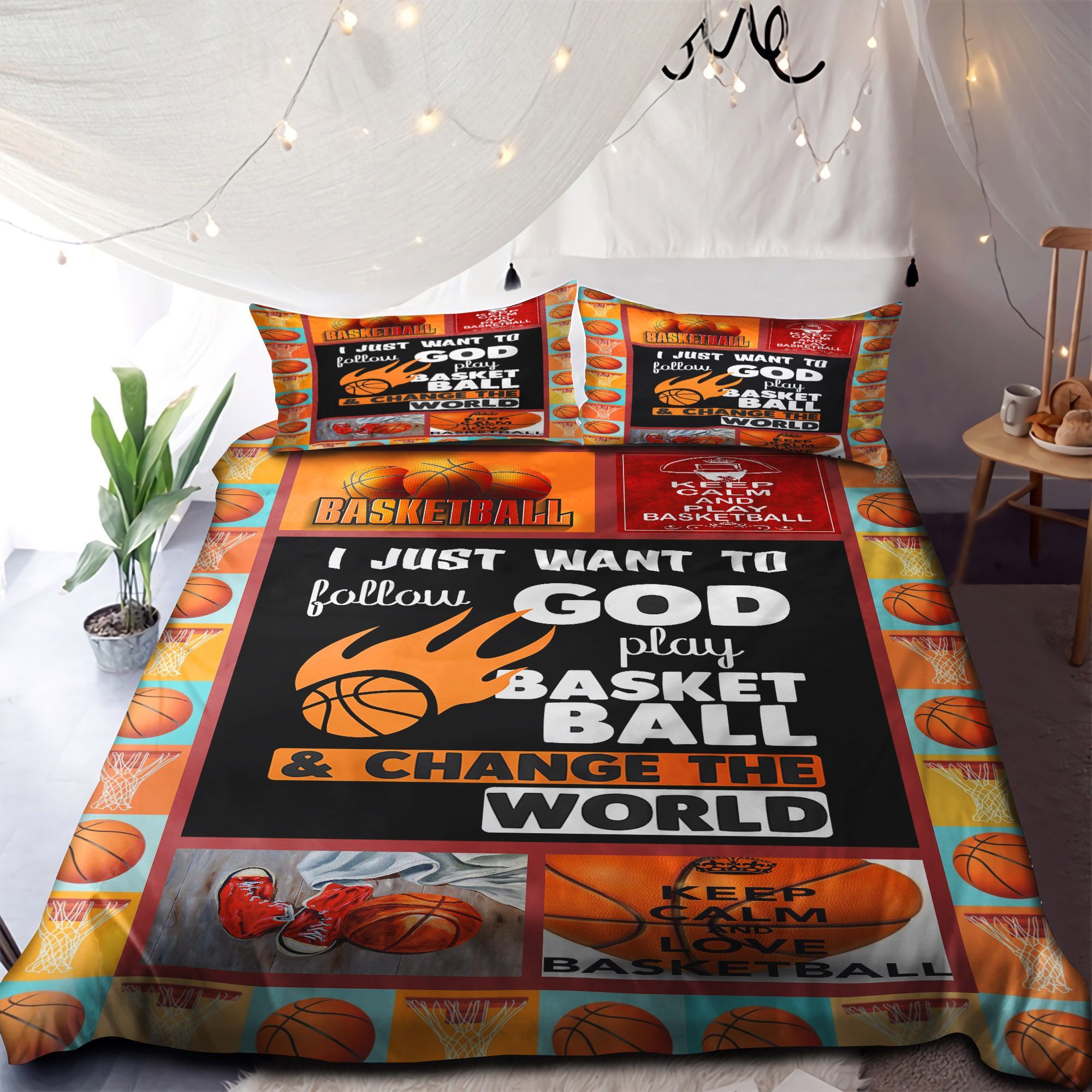 Keep Calm And Play Basketball Bedding Set