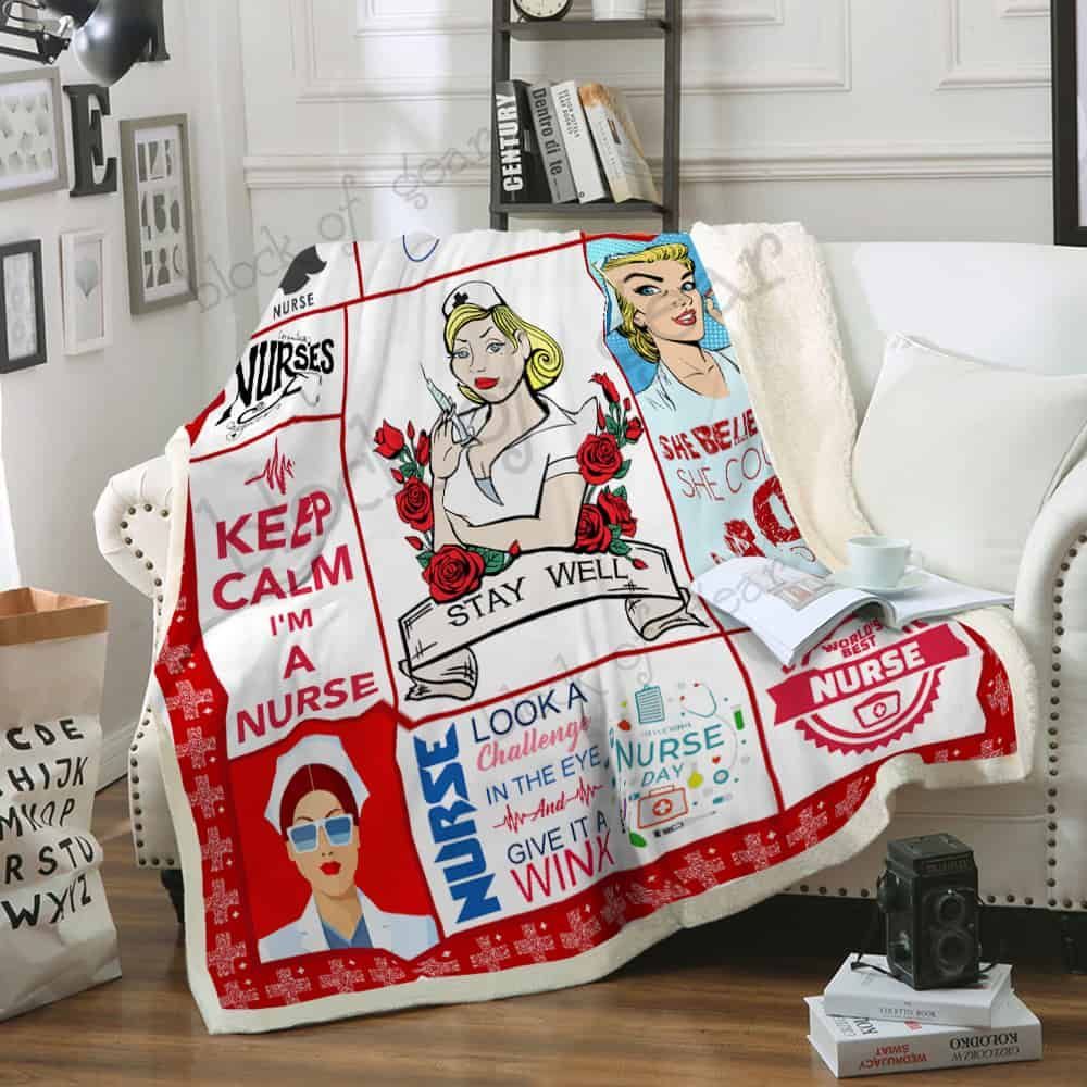 Keep Calm Im A Nurse Fleece Blanket