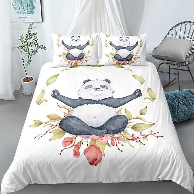 Kid Girls Panda In White Bedding Set