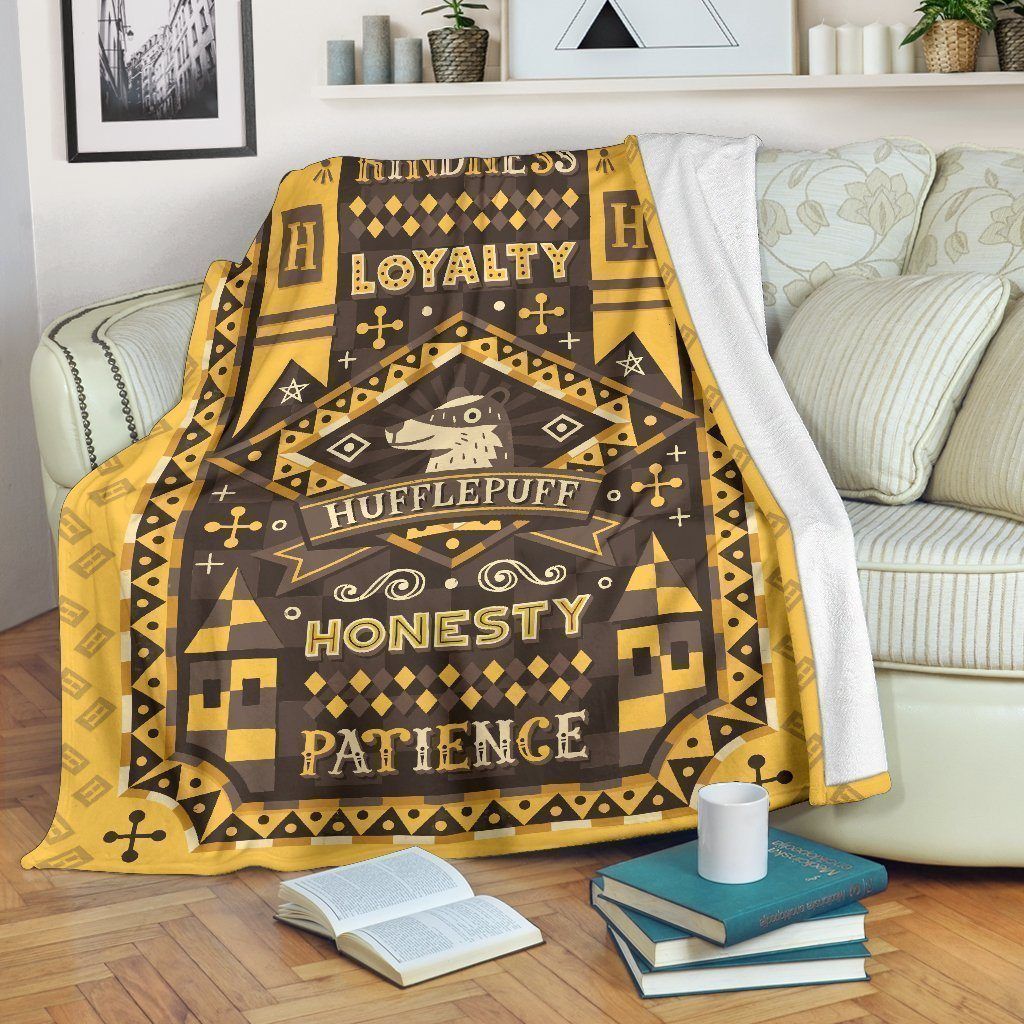 Kindness Loyalty Honesty Patience Hufflepuff Fleece Blanket