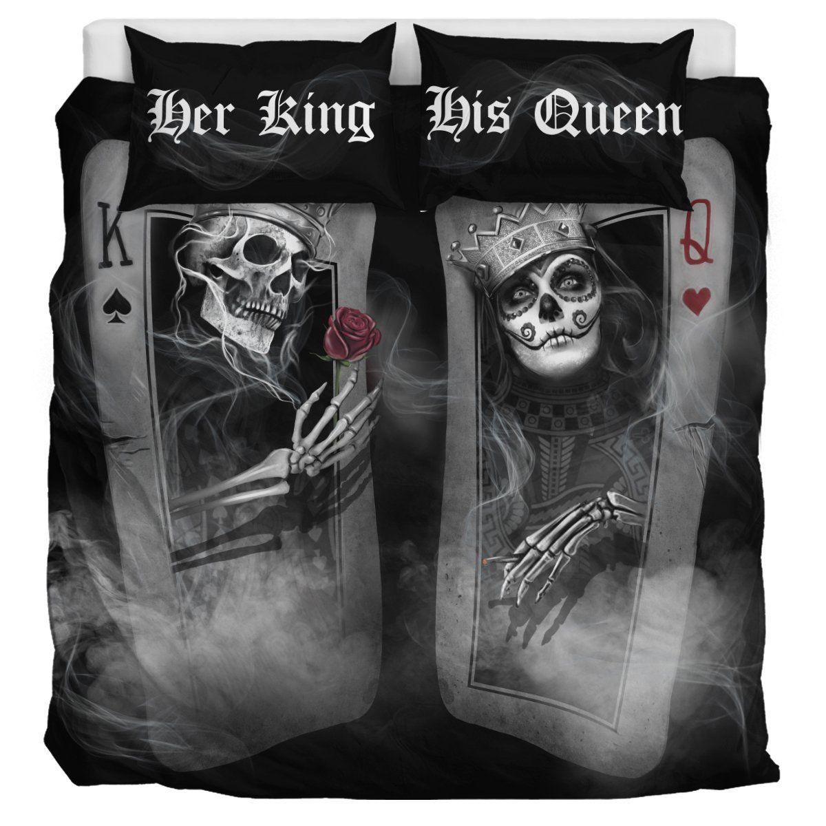 King And Queen Skull Card Bedding Set