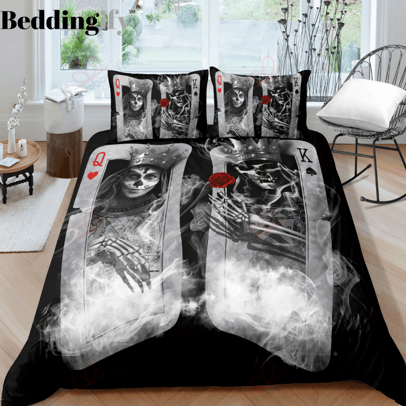 King And Queen Skull Deck Bedding Set