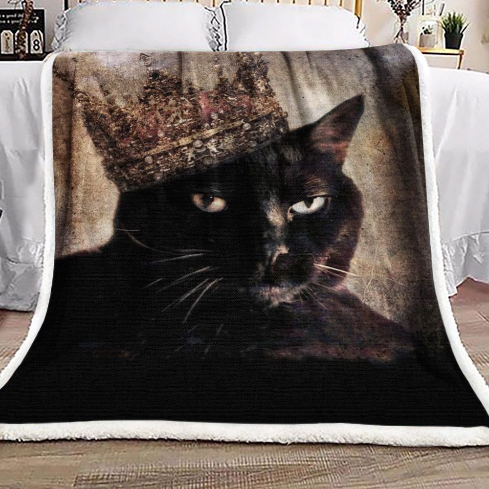 King Of Cat Sherpa Fleece Blanket