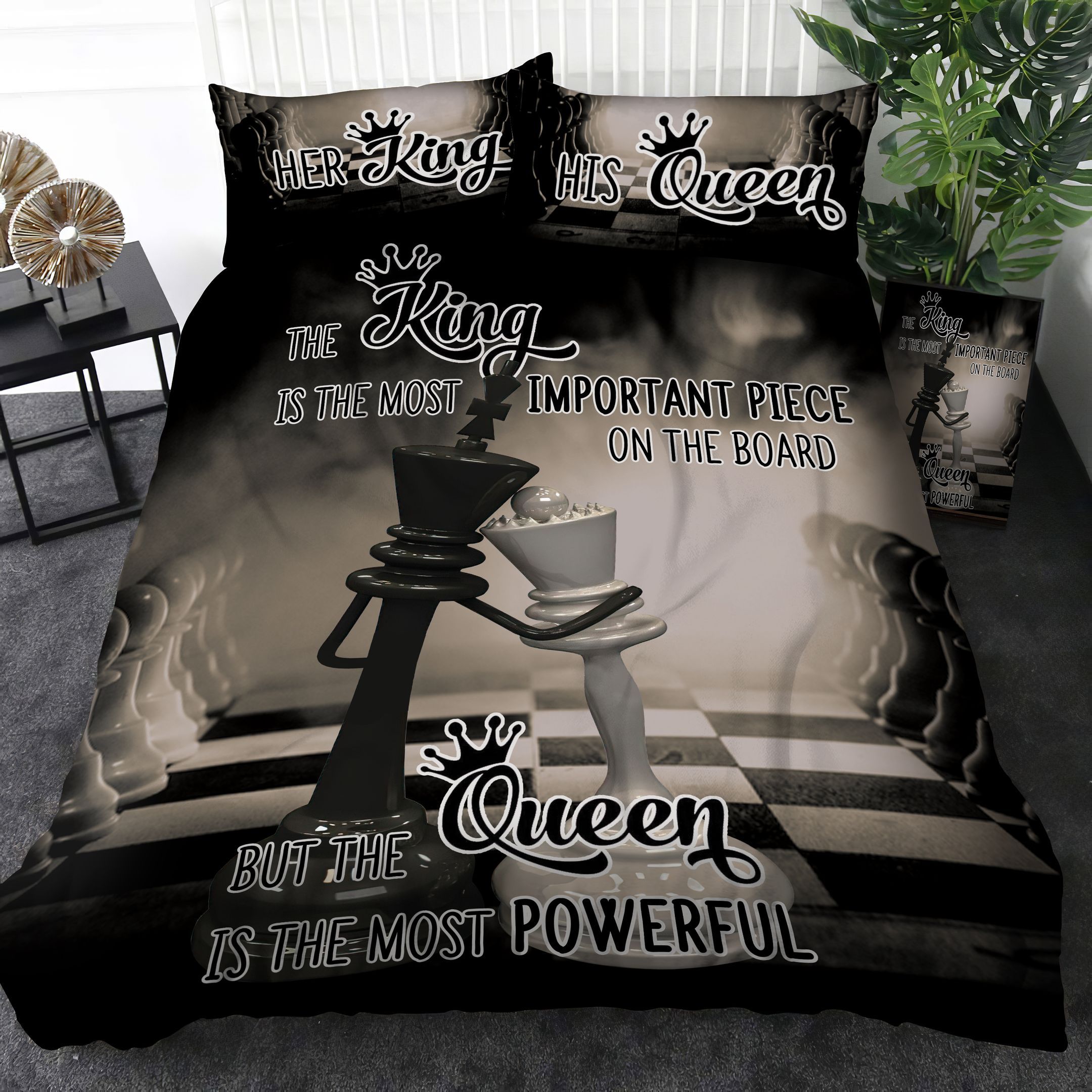 King Queen Chess Bedding Set
