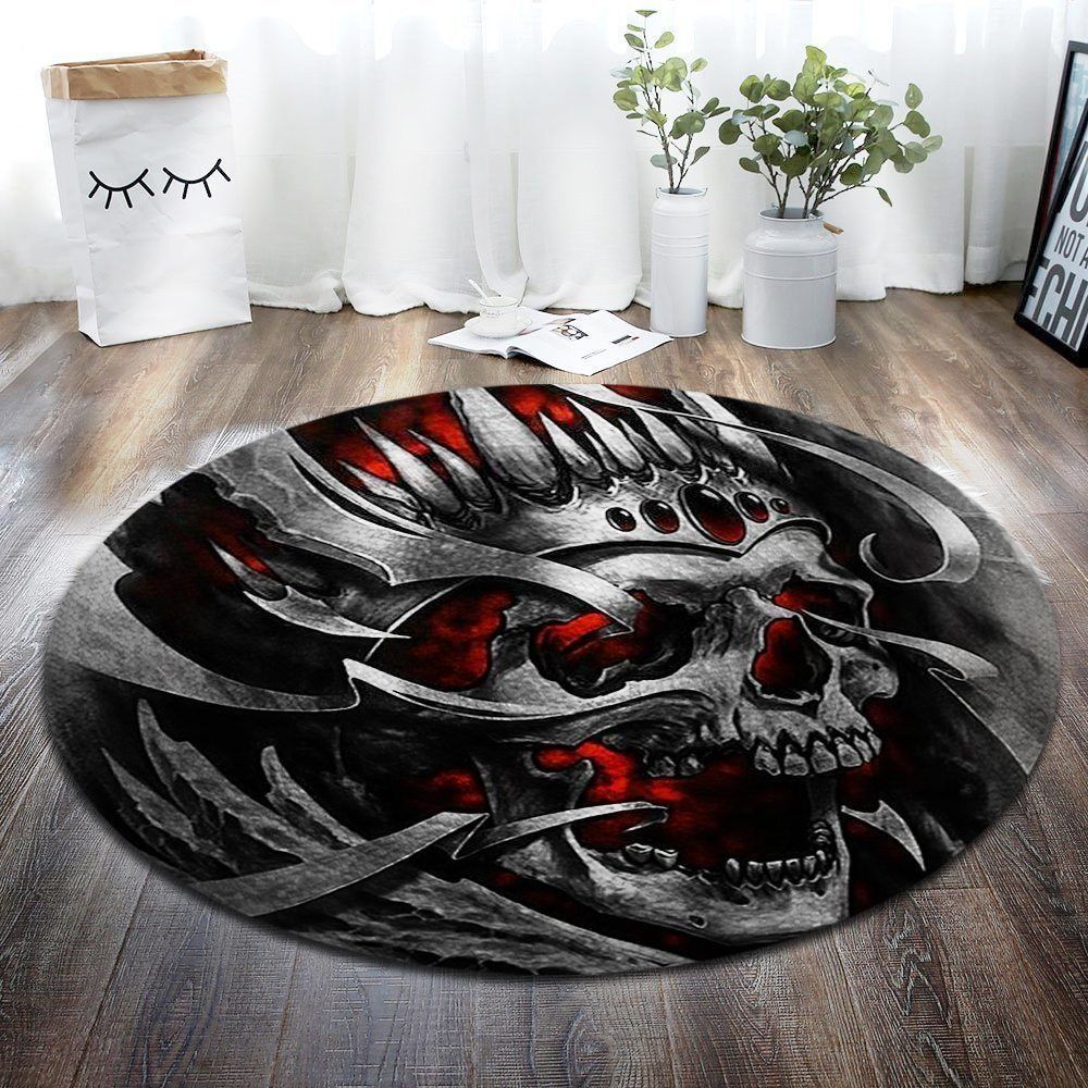 King Skull Round Carpet