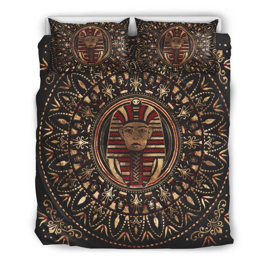 King Tutankhamun Mask In Circular Ornament Bedding Set