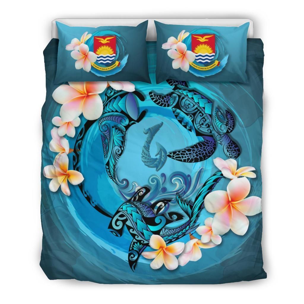 Kiribati Blue Plumeria Animal Tattoo Bedding Set