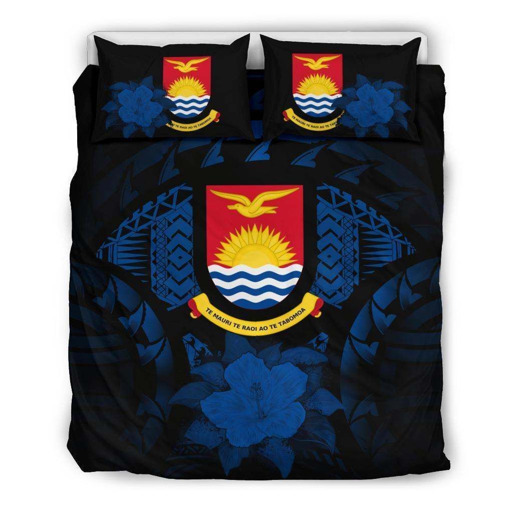 Kiribati Dark Blue Hibiscus Bedding Set