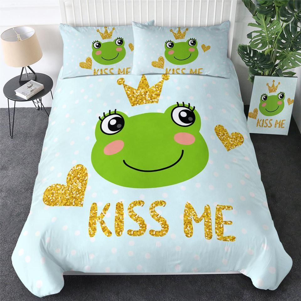 Kiss Me Frog Green Bedding Set